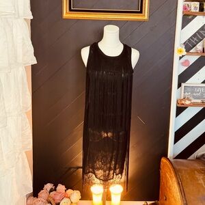 TOY Holy Ginc. Black Lace Fringe Mini Dress